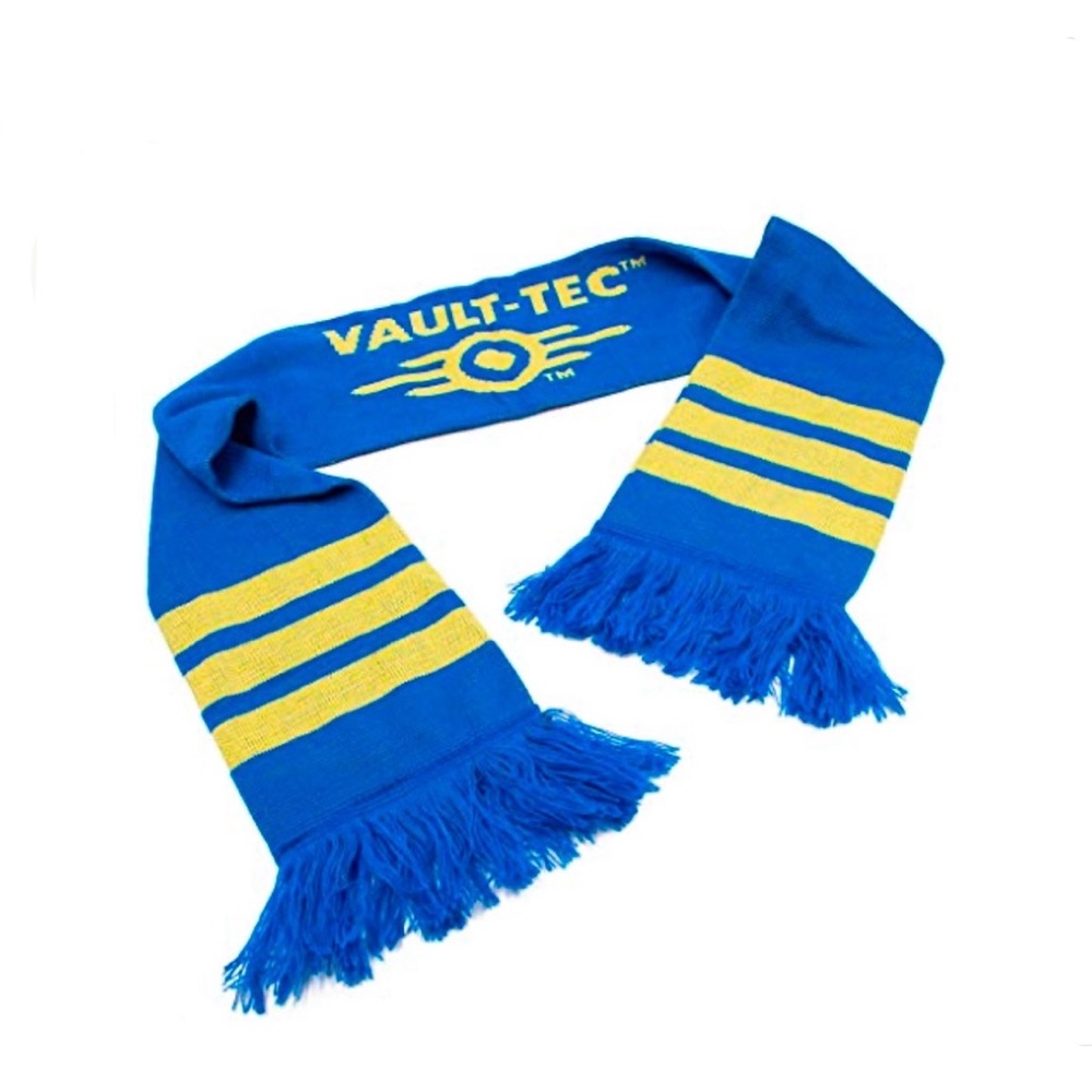 Bethesda Fallout Vault-Tec Blue Yellow Knit Scarf Adult OS